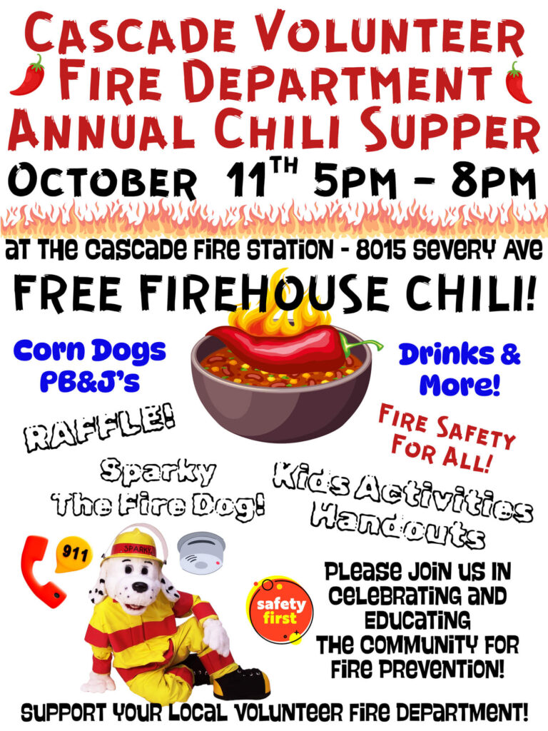 Cascade Volunteer Fire Departmentt - Annual Chili Supper